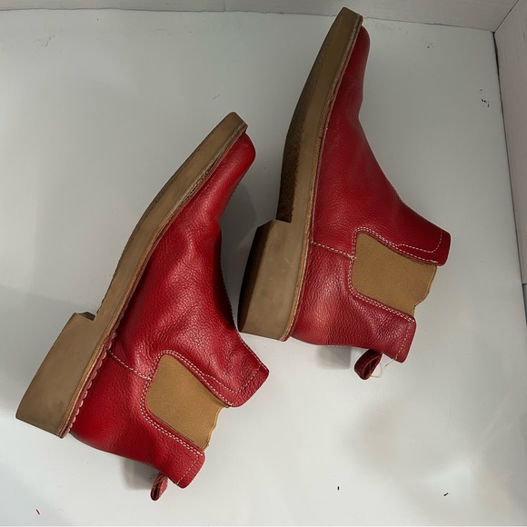 ZARA red leather ankle boots EU 39 - Picture 1 of 12